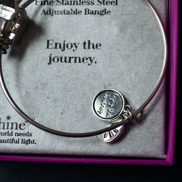 Shine Fine Stainless Steel Enjoy the Journey Adjustable Bangle Bracelet New - Picture 3 of 3